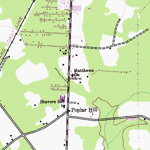 Topographic Map of Matthews Church, SC