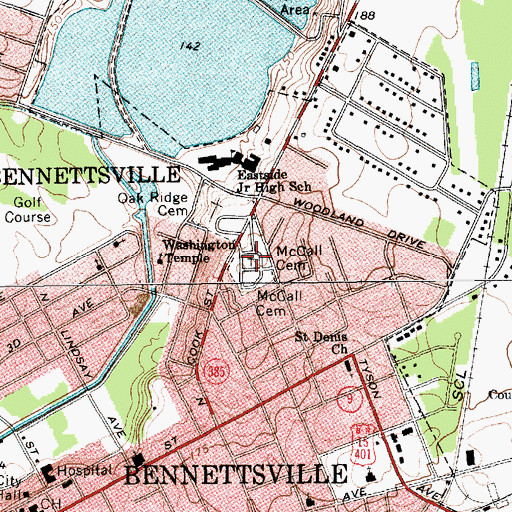 Topographic Map of McCall Cemetery, SC