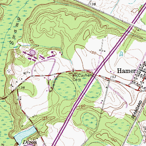 Topographic Map of McCayhan Cemetery, SC