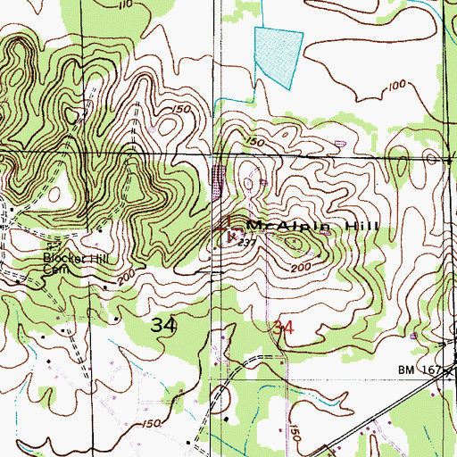 Topographic Map of McAlpin Hill, AL