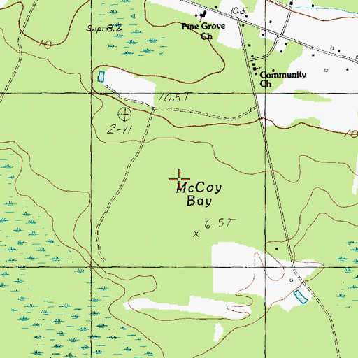 Topographic Map of McCoy Bay, SC