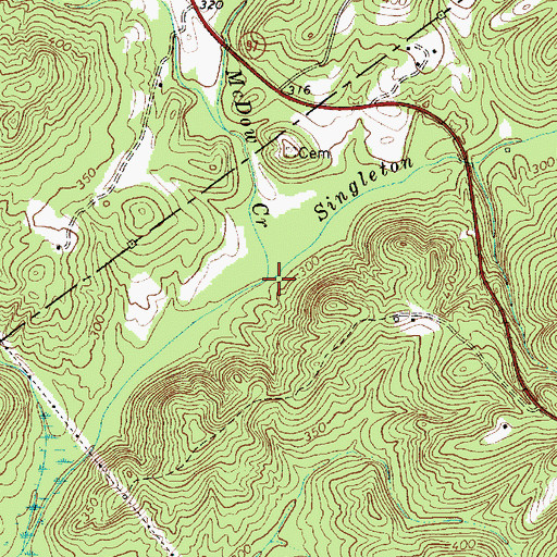 Topographic Map of McDow Creek, SC