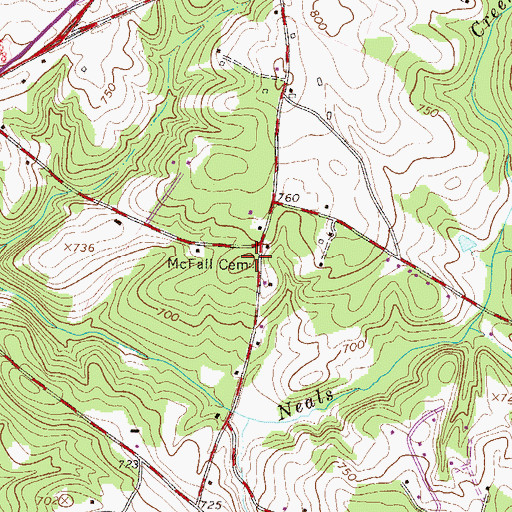 Topographic Map of McFall Cemetery, SC