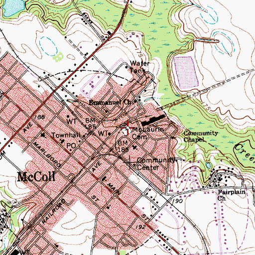 Topographic Map of McLaurin Cemetery, SC