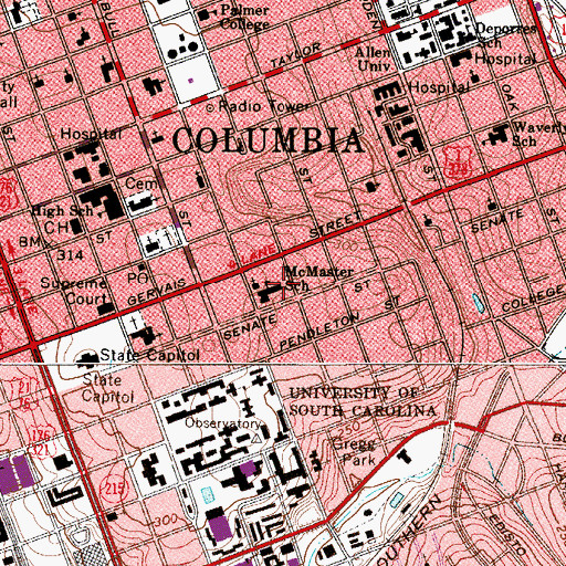 Topographic Map of McMaster School, SC