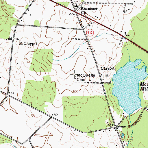 Topographic Map of McQuage Cemetery, SC