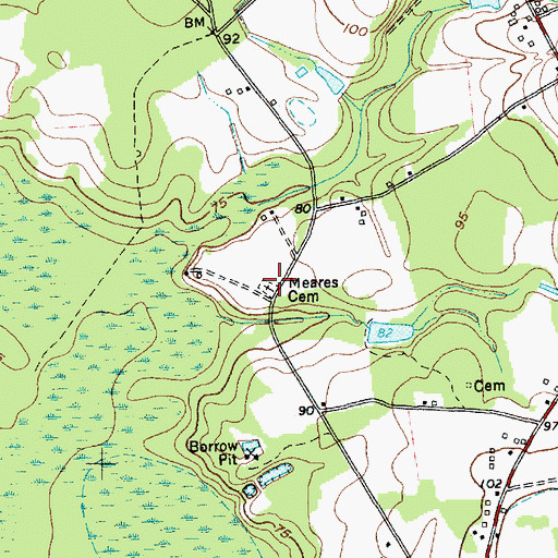 Topographic Map of Meares Cemetery, SC