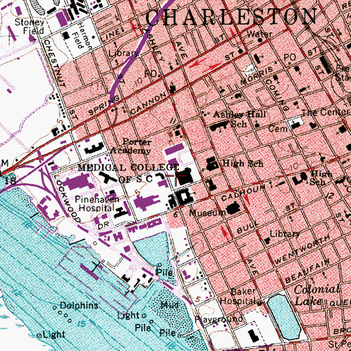 Topographic Map of Medical College of South Carolina, SC
