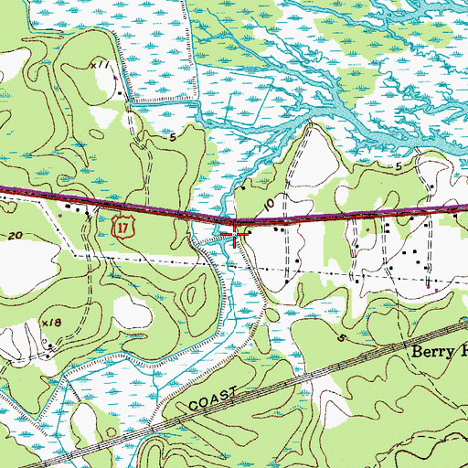 Topographic Map of Mellichamp Branch, SC
