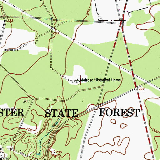 Topographic Map of Melrose Historical Home, SC