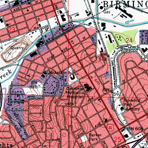 Topographic Map of McArthur Elementary School (historical), AL
