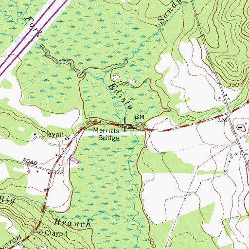 Topographic Map of Merritt Bridge, SC
