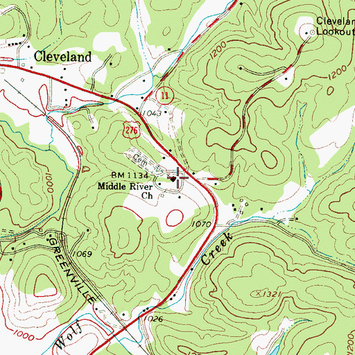 Topographic Map of Middle River Church, SC