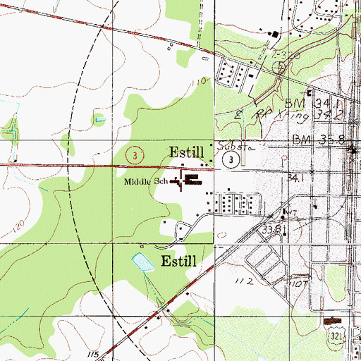 Topographic Map of Middle School, SC