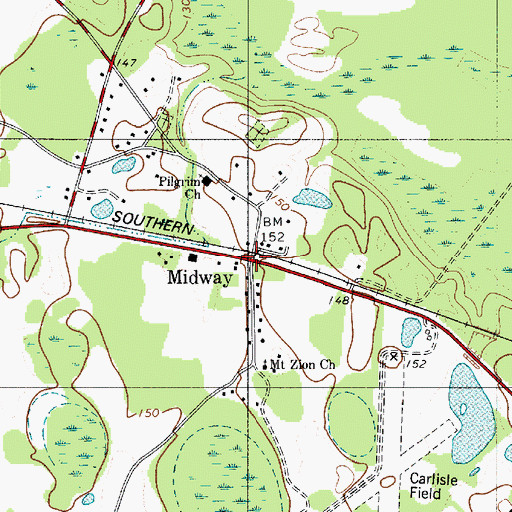 Topographic Map of Midway, SC