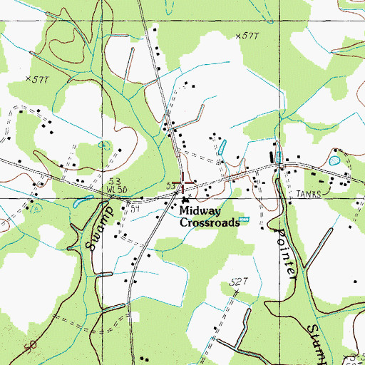 Topographic Map of Midway Crossroads, SC
