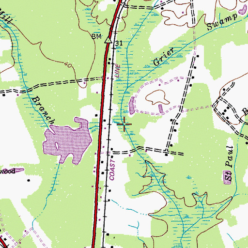 Topographic Map of Mill Branch, SC