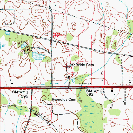 Topographic Map of McBride Cemetery, AL