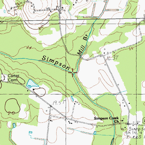 Topographic Map of Mill Branch, SC