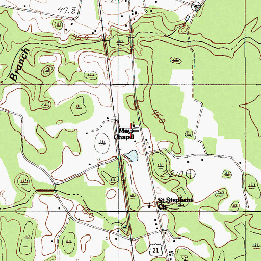 Topographic Map of Mill Branch School, SC