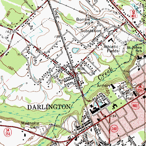 Topographic Map of Mill Cemetery, SC