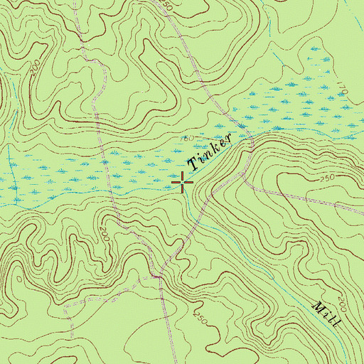 Topographic Map of Mill Creek, SC