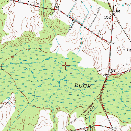 Topographic Map of Mill Creek, SC