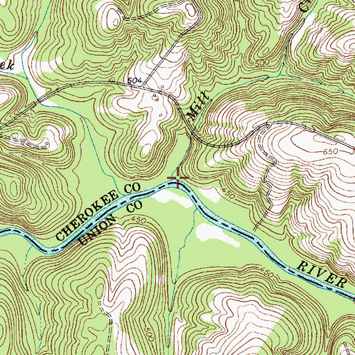 Topographic Map of Mill Creek, SC