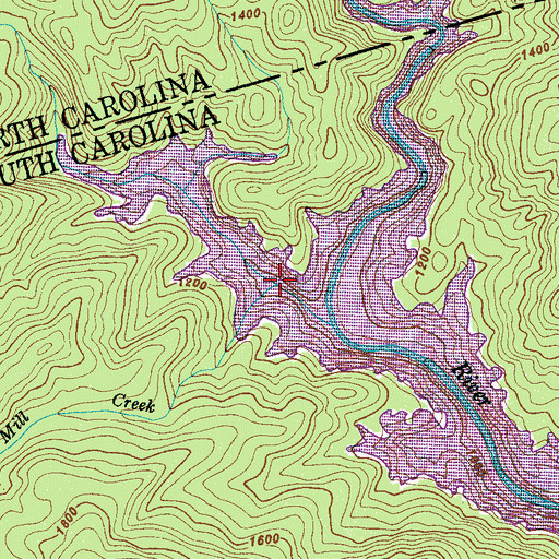 Topographic Map of Mill Creek, SC