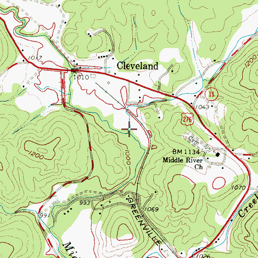 Topographic Map of Mill Creek, SC