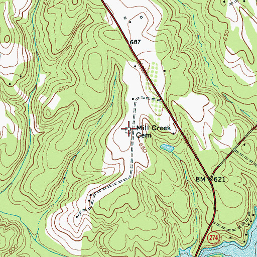 Topographic Map of Mill Creek Cemetery, SC