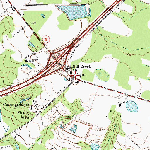 Topographic Map of Mill Creek Church, SC