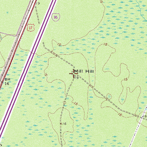 Topographic Map of Mill Hill, SC