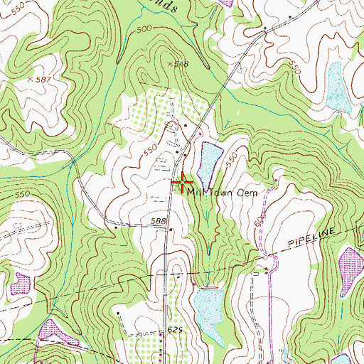 Topographic Map of Mill Town Cemetery, SC