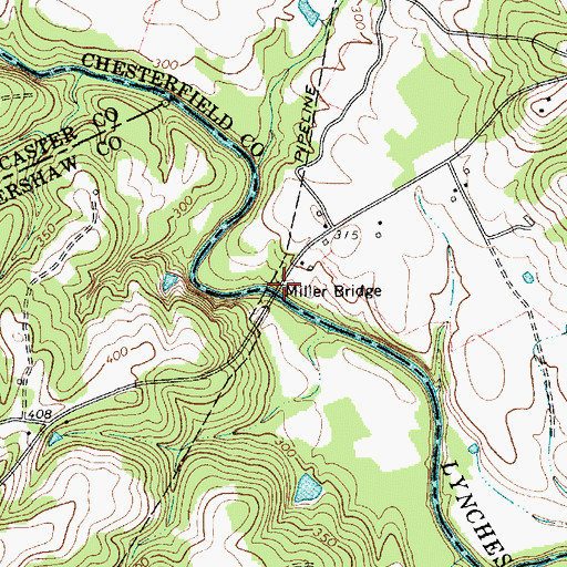 Topographic Map of Miller Bridge, SC