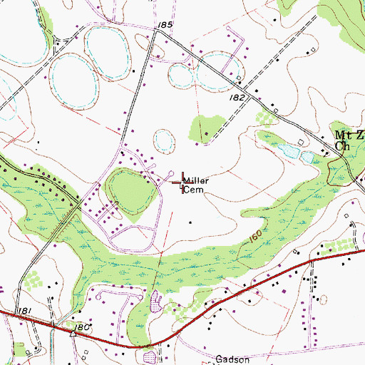 Topographic Map of Miller Cemetery, SC