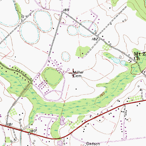 Topographic Map of Miller Cemetery, SC