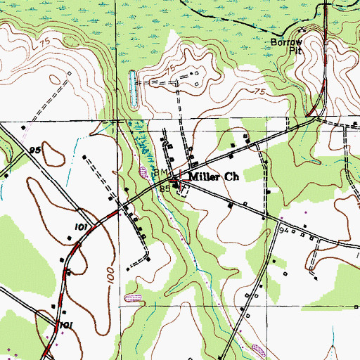Topographic Map of Miller Church, SC