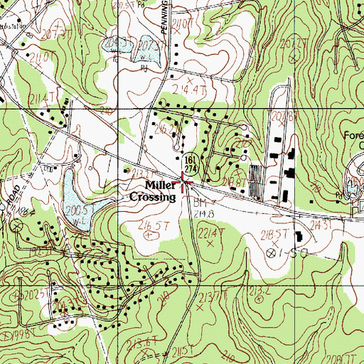 Topographic Map of Miller Crossing, SC