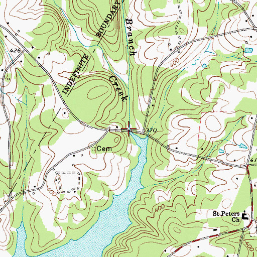 Topographic Map of Millers Branch, SC