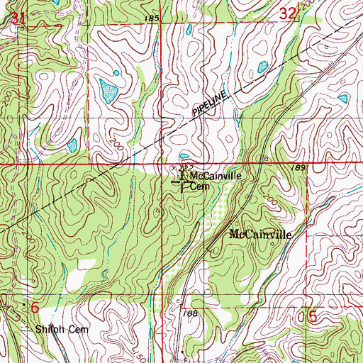 Topographic Map of McCainville Cemetery, AL