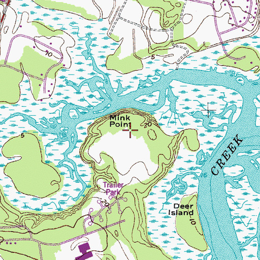 Topographic Map of Mink Point, SC