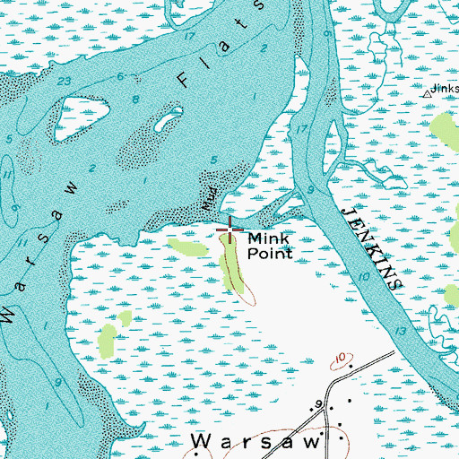Topographic Map of Mink Point, SC