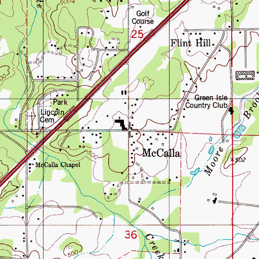 Topographic Map of McCalla, AL