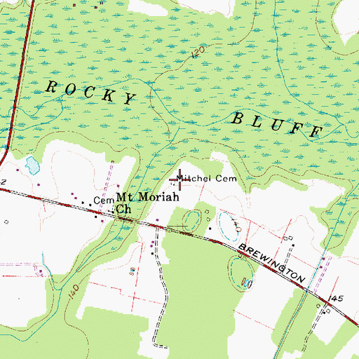Topographic Map of Mitchel Cemetery, SC