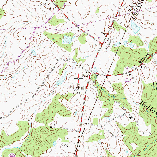 Topographic Map of Mitchell Cemetery, SC