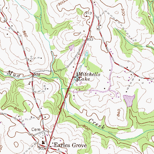 Topographic Map of Mitchells Lake, SC