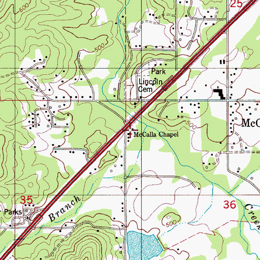 Topographic Map of McCalla Chapel, AL