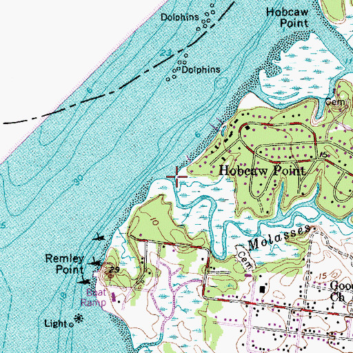 Topographic Map of Molasses Creek, SC