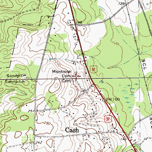 Topographic Map of Montrose Cemetery, SC